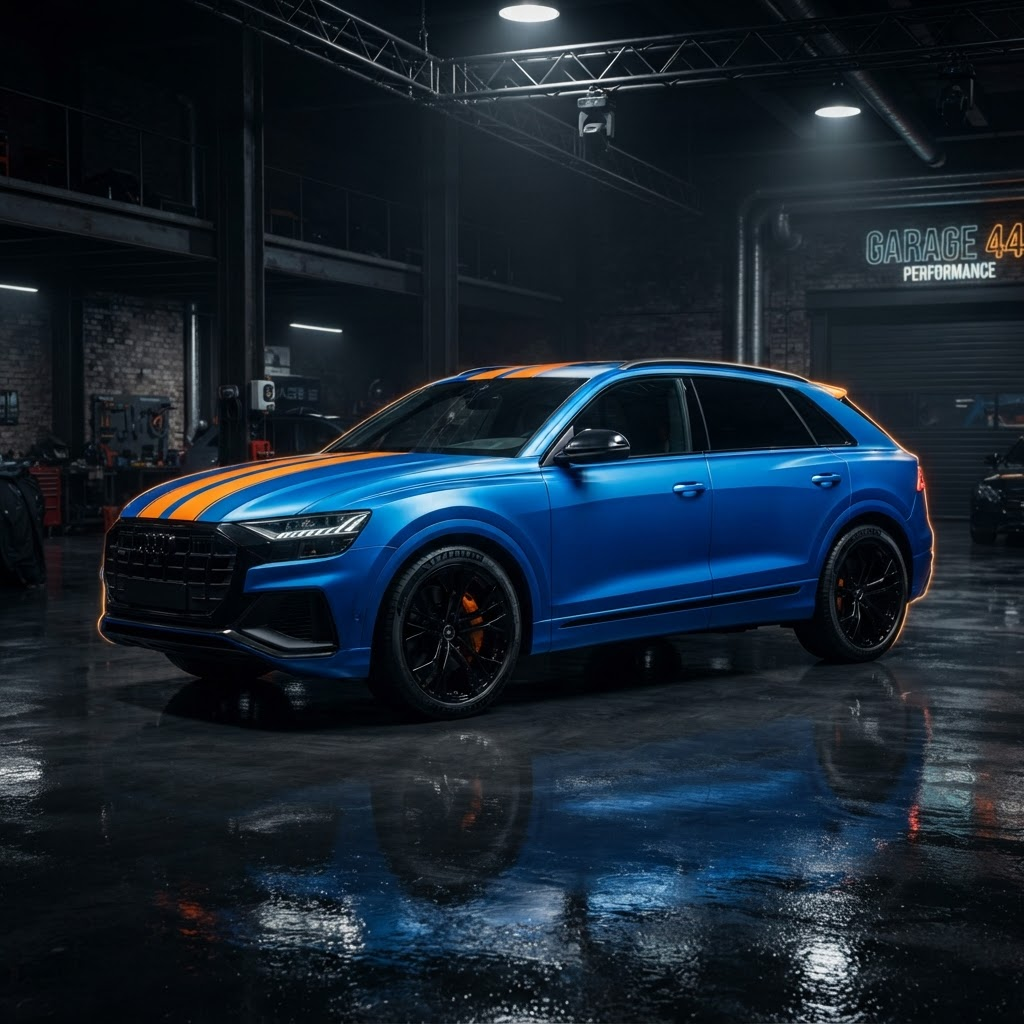 Electric Blue Racer — SUV · Gloss · Racing stripes